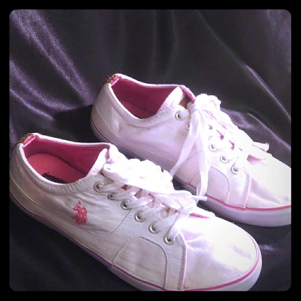 Ralph Lauren White Canvas Sneakers